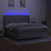 Letto a Molle Materasso e LED Grigio Chiaro 180x200 cm Tessuto 3138413