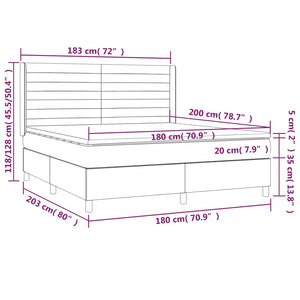 Letto a Molle Materasso e LED Grigio Chiaro 180x200 cm Tessuto 3138413