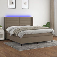 Letto a Molle con Materasso e LED Tortora 180x200 cm in Tessuto 3138417