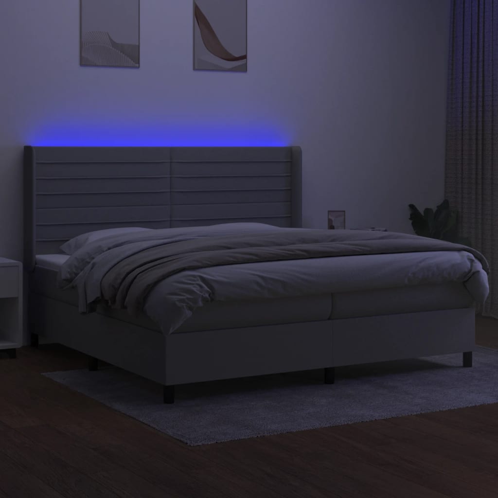 Letto a Molle Materasso e LED Grigio Chiaro 200x200 cm Tessuto cod mxl 64758