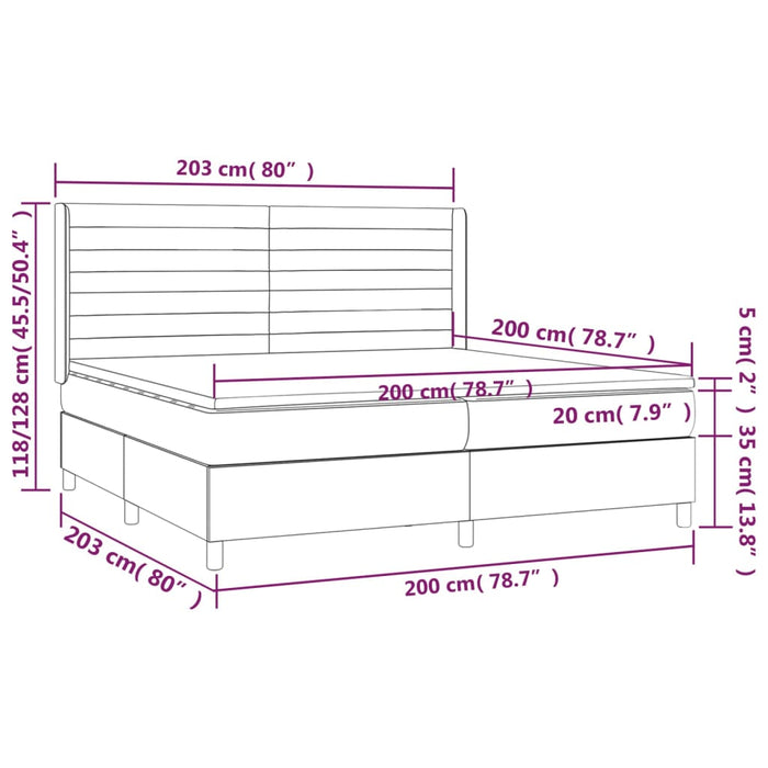 Letto a Molle Materasso e LED Grigio Chiaro 200x200 cm Tessuto cod mxl 64758