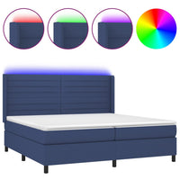 Letto a Molle Materasso e LED Blu 200x200cm in Tessuto 3138427