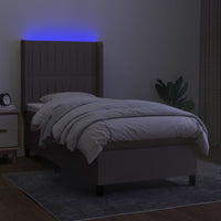 Letto a Molle con Materasso e LED Tortora 80x200 cm in Tessuto 3138433