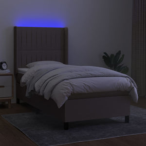 Letto a Molle con Materasso e LED Tortora 80x200 cm in Tessuto 3138433