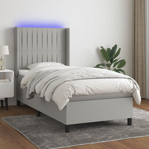 Letto a Molle Materasso e LED Grigio Chiaro 90x190 cm Tessutocod mxl 99328