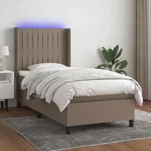 Letto a Molle con Materasso e LED Tortora 90x190 cm in Tessuto 3138441