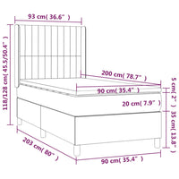 Letto a Molle con Materasso e LED Nero 90x200 cm in Tessuto 3138447