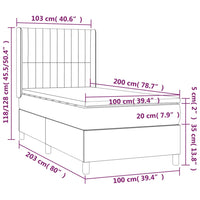 Letto a Molle con Materasso e LED Crema 100x200cm in Tessuto 3138458