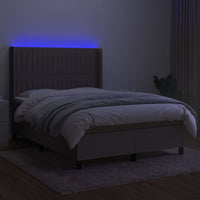 Letto a Molle con Materasso e LED Tortora 140x200 cm in Tessuto 3138481