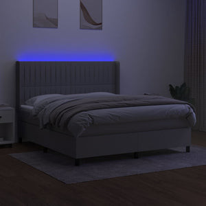 Letto a Molle Materasso e LED Grigio Chiaro 160x200 cm Tessuto 3138485