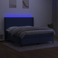 Letto a Molle con Materasso e LED Blu 160x200 cm in Tessuto cod mxl 35498