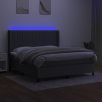 Letto a Molle Materasso e LED Grigio Scuro 180x200cm in Tessuto 3138494