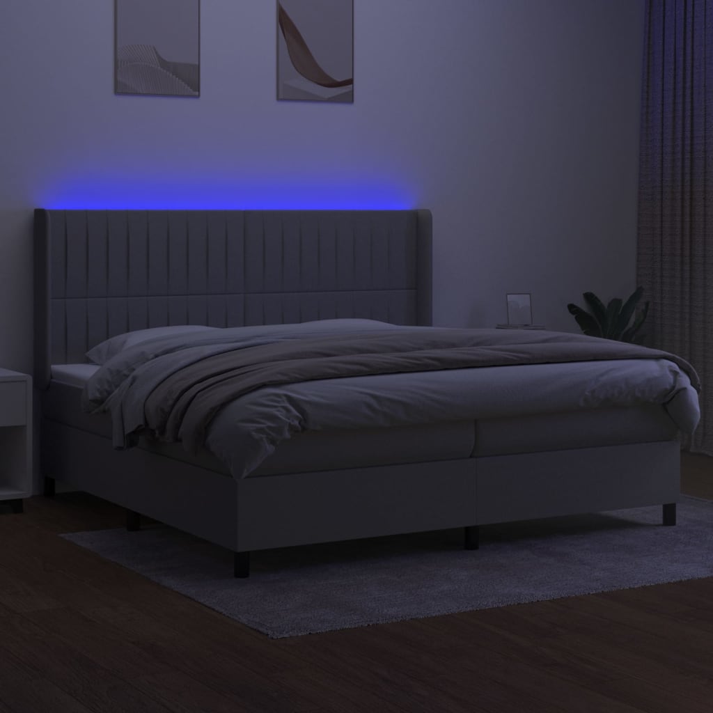 Letto a Molle Materasso e LED Grigio Chiaro 200x200 cm Tessuto cod mxl 56127