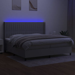 Letto a Molle Materasso e LED Grigio Chiaro 200x200 cm Tessuto 3138501