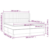 Letto a Molle Materasso e LED Grigio Chiaro 200x200 cm Tessuto cod mxl 56127