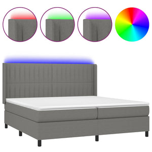 Letto a Molle Materasso e LED Grigio Scuro 200x200cm in Tessuto cod mxl 56125