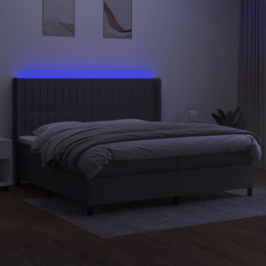 Letto a Molle Materasso e LED Grigio Scuro 200x200cm in Tessuto cod mxl 56125