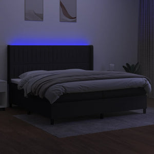 Letto a Molle Materasso e LED Nero 200x200cm in Tessuto cod mxl 59505