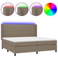 Letto a Molle Materasso e LED tortora 200x200cm in Tessuto 3138505