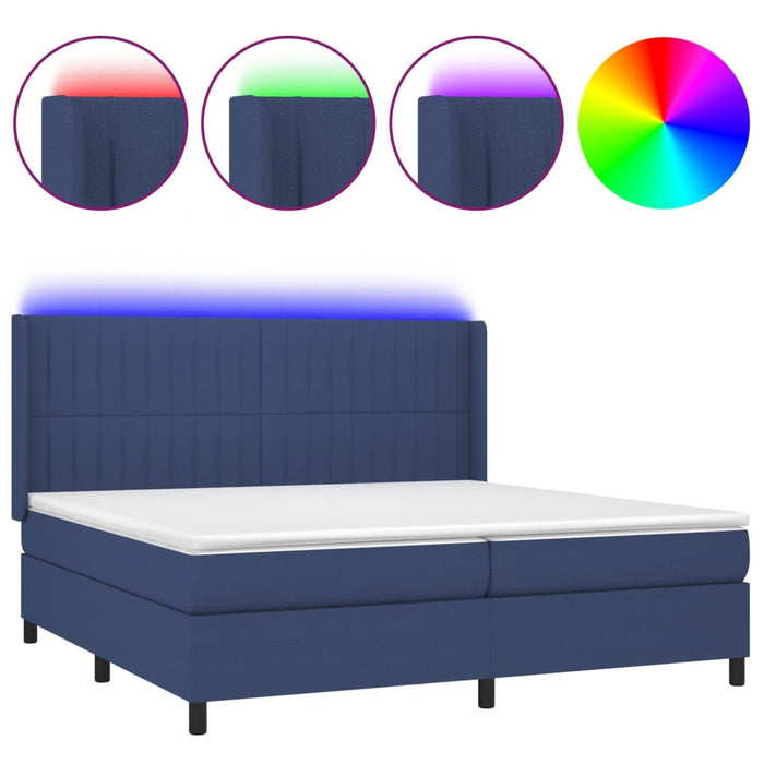 Letto a Molle Materasso e LED Blu 200x200cm in Tessuto cod mxl 54480