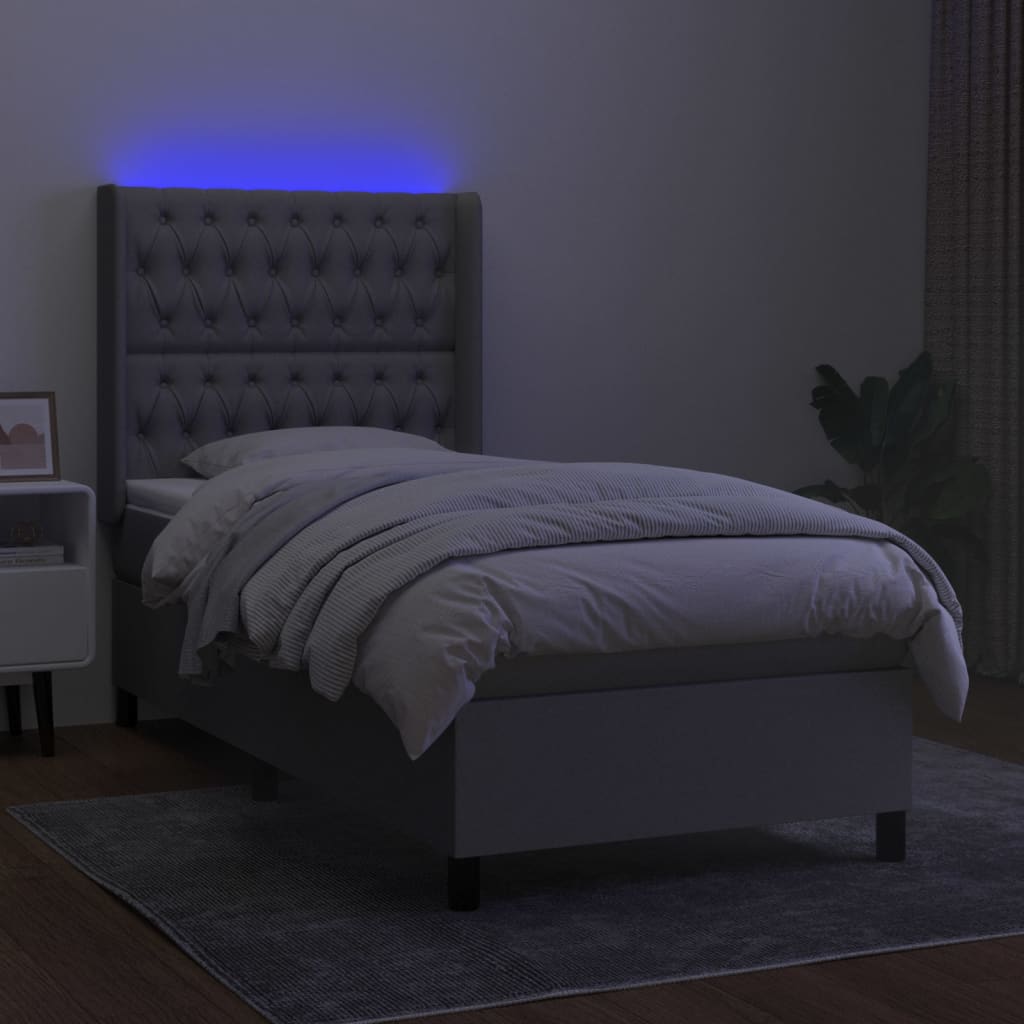 Letto a Molle Materasso e LED Grigio Chiaro 80x200 cm Tessuto 3138509