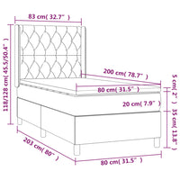 Letto a Molle con Materasso e LED Nero 80x200 cm in Tessuto cod mxl 57140