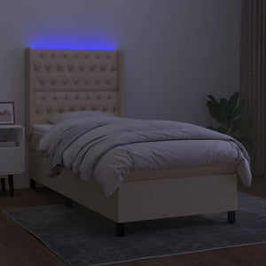 Letto a Molle con Materasso e LED Crema 80x200 cm in Tessuto cod mxl 56111