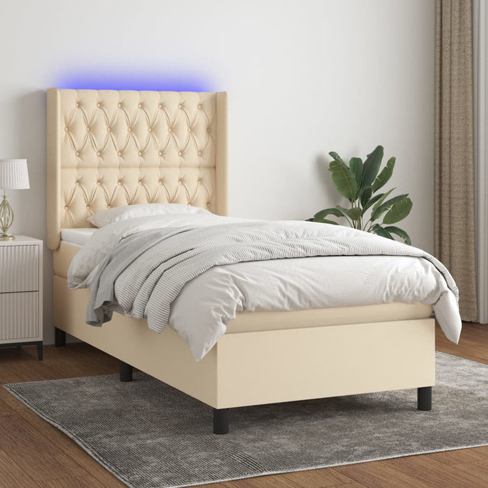 Letto a Molle con Materasso e LED Crema 80x200 cm in Tessuto cod mxl 56111