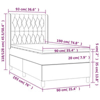 Letto a Molle Materasso e LED Grigio Chiaro 90x190 cm Tessuto 3138517