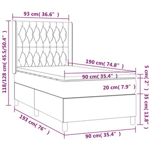 Letto a Molle Materasso e LED Grigio Chiaro 90x190 cm Tessuto 3138517