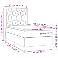 Letto a Molle Materasso e LED Grigio Chiaro 90x200 cm Tessuto cod mxl 61173