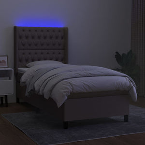 Letto a Molle con Materasso e LED Tortora 90x200 cm in Tessuto cod mxl 62566