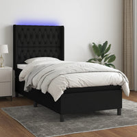 Letto a Molle con Materasso e LED Nero 100x200 cm in Tessutocod mxl 123274