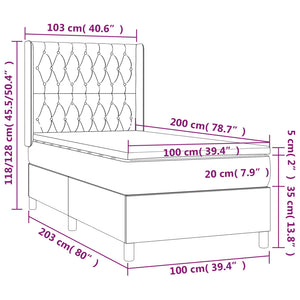 Letto a Molle Materasso e LED Marrone Scuro 100x200 cm Tessuto 3138536