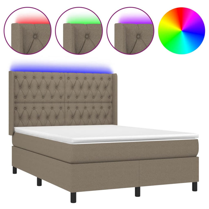 Letto a Molle con Materasso e LED Tortora 140x190 cm in Tessutocod mxl 99332