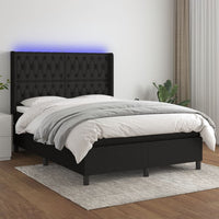 Letto a Molle con Materasso e LED Nero 140x200 cm in Tessuto 3138559