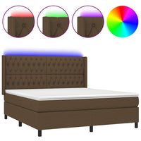 Letto a Molle Materasso e LED Marrone Scuro 160x200 cm Tessuto 3138568