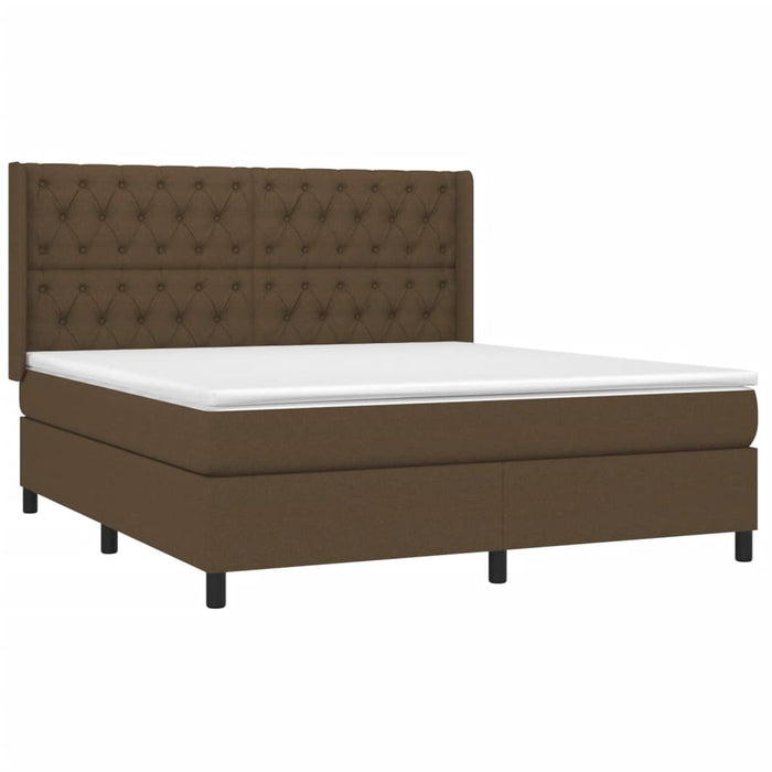 Letto a Molle Materasso e LED Marrone Scuro 160x200 cm Tessuto 3138568