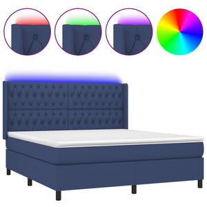 Letto a Molle con Materasso e LED Blu 160x200 cm in Tessuto 3138571