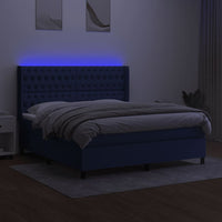 Letto a Molle con Materasso e LED Blu 160x200 cm in Tessuto 3138571