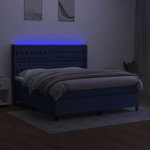 Letto a Molle con Materasso e LED Blu 160x200 cm in Tessuto 3138571