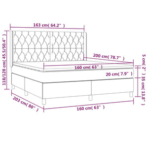 Letto a Molle con Materasso e LED Blu 160x200 cm in Tessuto 3138571