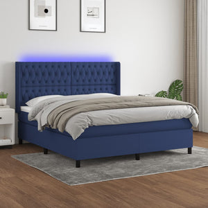 Letto a Molle con Materasso e LED Blu 160x200 cm in Tessuto 3138571