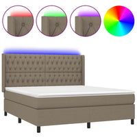 Letto a Molle con Materasso e LED Tortora 180x200 cm in Tessuto 3138577