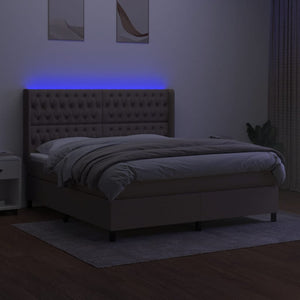 Letto a Molle con Materasso e LED Tortora 180x200 cm in Tessuto 3138577