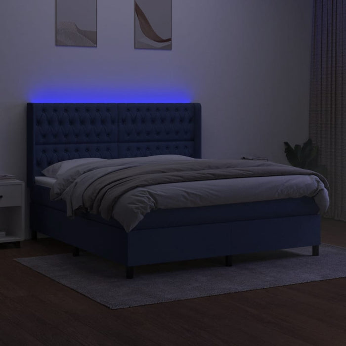 Letto a Molle con Materasso e LED Blu 180x200 cm in Tessutocod mxl 99334