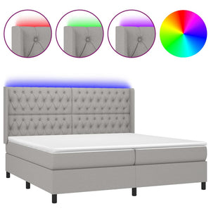 Letto a Molle Materasso e LED Grigio Chiaro 200x200 cm Tessuto cod mxl 59341