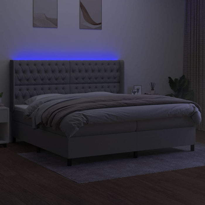 Letto a Molle Materasso e LED Grigio Chiaro 200x200 cm Tessuto cod mxl 59341