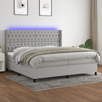 Letto a Molle Materasso e LED Grigio Chiaro 200x200 cm Tessuto cod mxl 59341