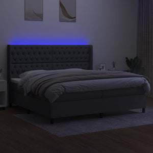 Letto a Molle Materasso e LED Grigio Scuro 200x200cm in Tessuto cod mxl 56118